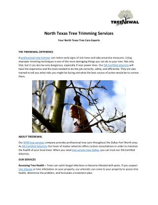 Tree Trimming Service | North Texas | TreeNewal