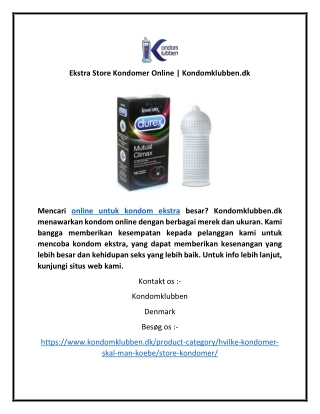 Ekstra Store Kondomer Online | Kondomklubben.dk