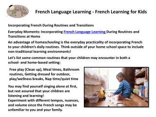 Incorporating French Language Learning Classes During Routines - 123 petits pas
