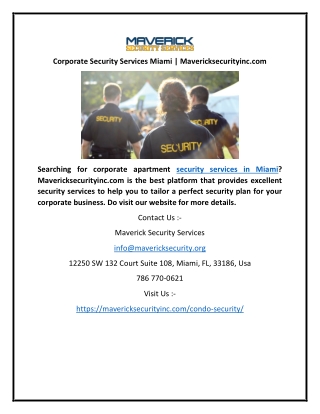 Corporate Security Services Miami | Mavericksecurityinc.com