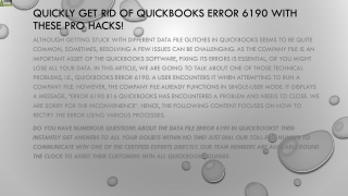 An effective way to resolve QuickBooks Error 6190