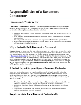 Time to get a Quotation from Our Basement Contractor