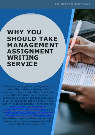 Why you should take management assignment writing service