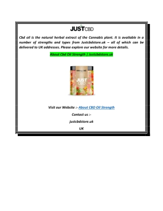 About Cbd Oil Strength  Justcbdstore.uk