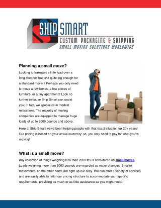 Small movers near me| Ship Smart Inc. in Los Angeles