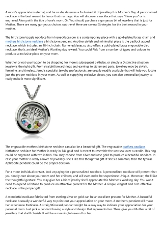 Where Will mothers birthstone necklace Be 1 Year From Now?