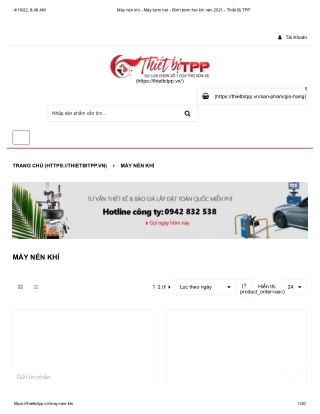 MÁY NÉN KHÍ - MÁY BƠM HƠI PISTON - MÁY HƠI CÔNG NGHIỆP - Thiết Bị TPP