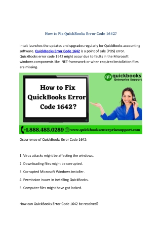 How to Fix QuickBooks Error Code 1642?