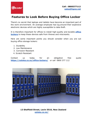 Features to Look Before Buying Office Locker