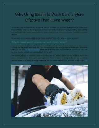 Why Using Steam to Wash Cars Is More Effective Than Using Water