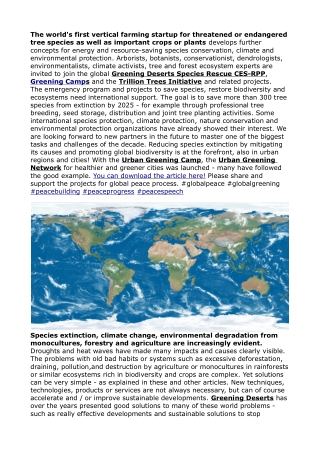 Global Greening Deserts Trillion Trees Initiative Climate Emergency_ Peace Building and Species Rescue - Forest Week Upd