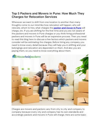 Top 5 Packers and Movers in Pune