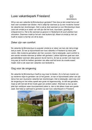Luxe vakantiepark Friesland