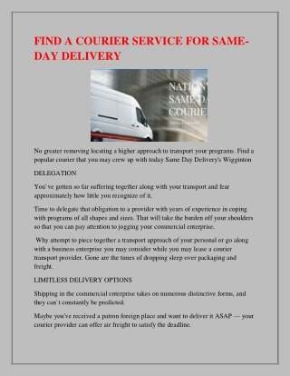 Find The Best Nationwide Courier in Bolehall.