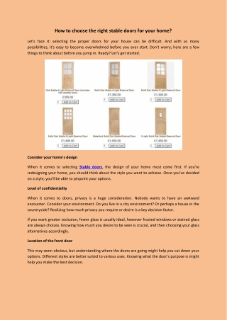 How to choose the right stable doors for your home