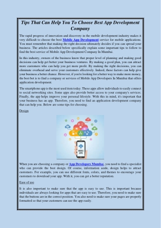 Tips That Can Help You To Choose Best App Development Company