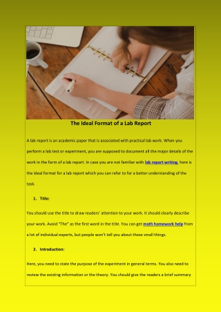 The Ideal Format of a Lab Report