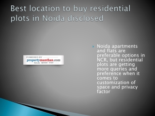 Best location to buy residential plots in Noida disclosed