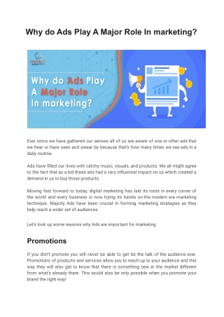 Ads Play A Major Role In marketing