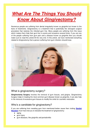 What Are The Things You Should Know About Gingivectomy