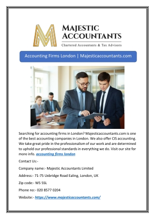 Accounting Firms London | Majesticaccountants.com