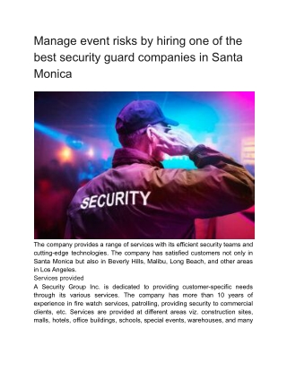 Manage event risks by hiring one of the best security guard companies in Santa Monica (1)