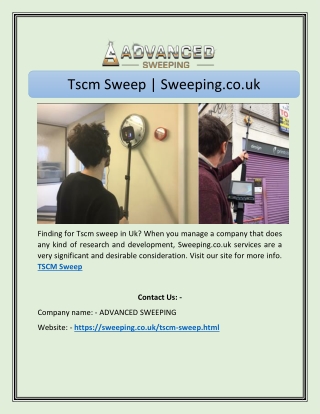 Tscm Sweep | Sweeping.co.uk