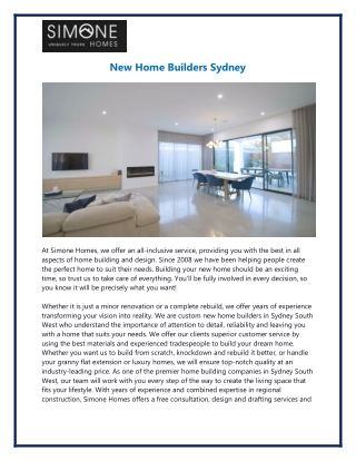 New Home Builders Sydney