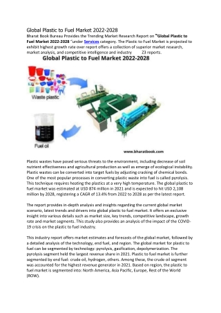 Global Plastic to Fuel Market 2022