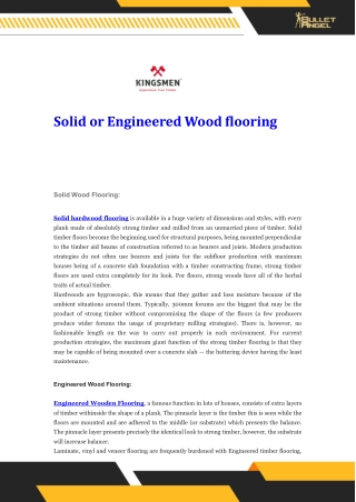 Solid or Engineered Wood flooring