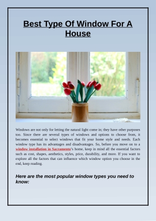 Best Type Of Window For A House