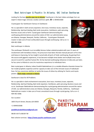 Best Astrologer & Psychic In Atlanta, GA| Indian Seetharam