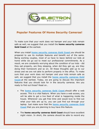 Popular Features Of Home Security Cameras