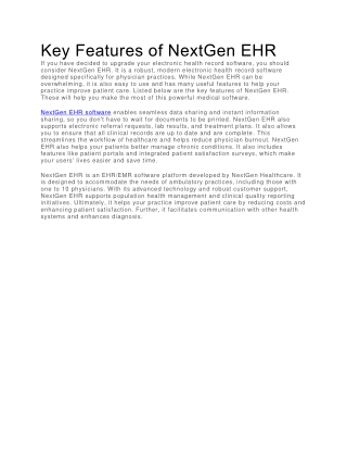 Key Features of NextGen EHR