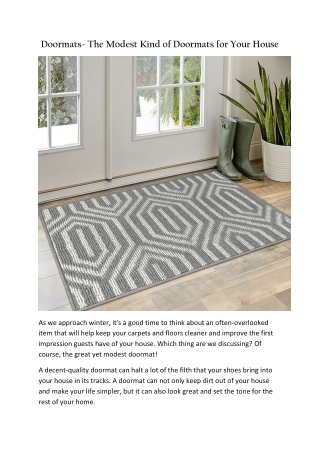 Doormats- The Modest Kind of Doormats for Your House