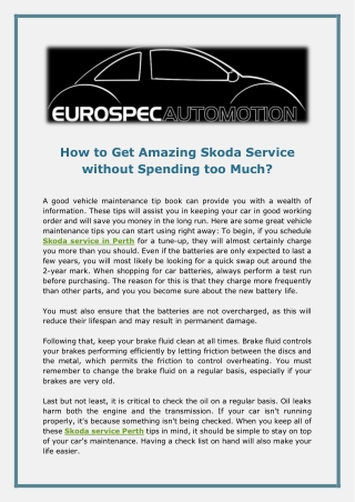 How to Get Amazing Skoda Service without Spending too Much