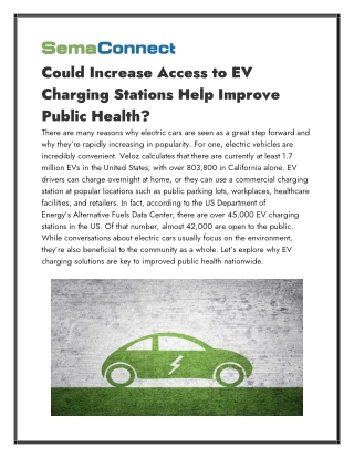 Could Increase Access to EV Charging Stations Help Improve Public Health