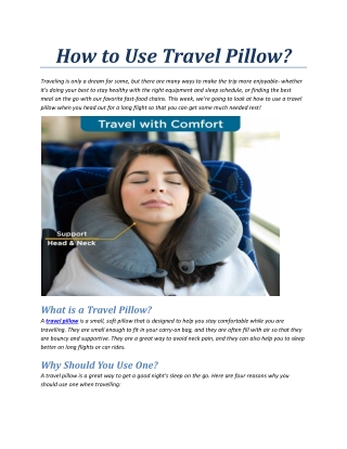 How to Use Travel Pillow?