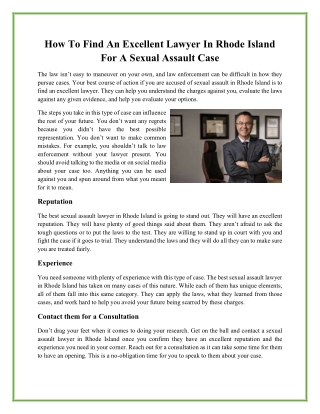 How To Find An Excellent Lawyer In Rhode Island For A Sexual Assault Case