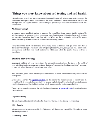 Things you must know about soil testing and soil health