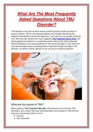 What Are The Most Frequently Asked Questions About TMJ Disorder