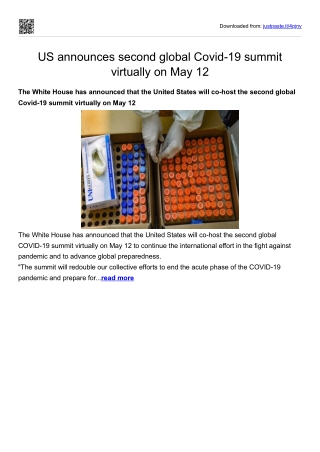 US announces second global Covid-19 summit virtually on May 12