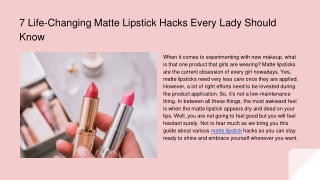 7 Life-Changing Matte Lipstick Hacks Every Lady Should Know