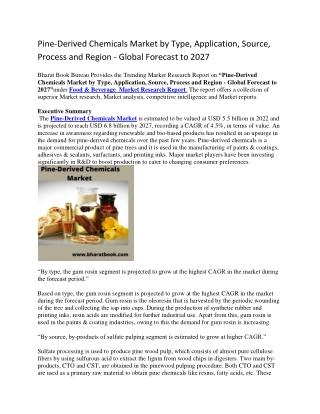 Pine-Derived Chemicals Market by Type, Application, Source, Process and Region - Global Forecast to 2027-converted