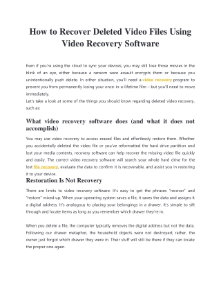 How to Recover Deleted Video Files Using Video Recovery Software