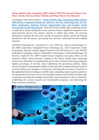 Europe Mobile Edge Computing (MEC) Market Research Report