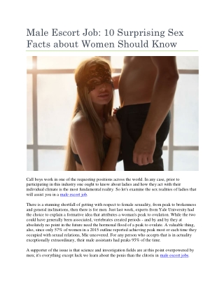 Male Escort Job10 Surprising Sex Facts About Women Should Know