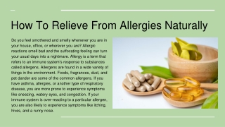 How To Relieve From Allergies Naturally