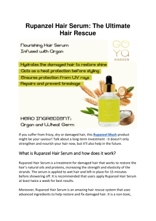 Rupanzel Hair Serum: The Ultimate Hair Rescue