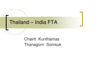 Thailand – India FTA